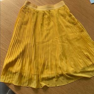 Bright yellow chiffon midi dress